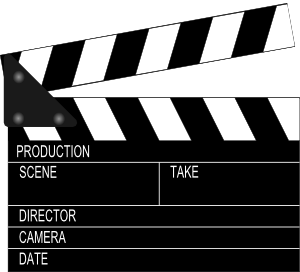 Clapperboard to mark scenes.